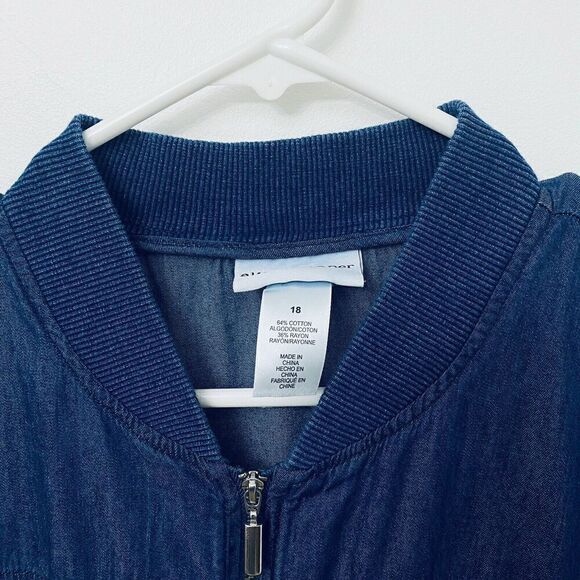 ALFRED DUNNER Blue Lightweight Zip Soft Chambray Jacket Womens Size 18 - Picture 7 of 15